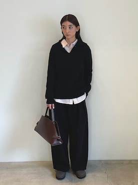 「アイテム（スリッポン）」を使った、momokaさん（レディース・158cm）の秋コーディネート