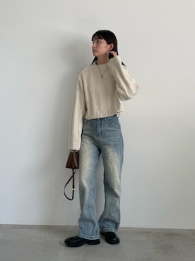 「select MOCA by son（セレクトモカバイソン）のアイテム（ニット/セーター）」を使った、momokaさん（レディース・158cm）の秋コーディネート