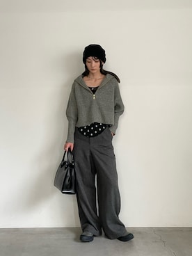 「アイテム（ボストンバッグ）」を使った、momokaさん（レディース・158cm）の秋コーディネート