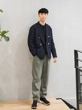 「Uiscel（ユイセル）のアイテム（スウェットパンツ）」を使った、sakasaさん（メンズ・180cm）の冬コーディネート