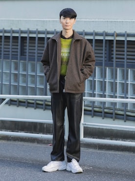 「チェック柄に恋してる」｜「アイテム（ブルゾン）」を使った、sakasaさん（メンズ・180cm）の冬コーディネート
