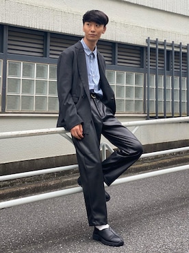 「Uiscel（ユイセル）のアイテム（スリッポン）」を使った、sakasaさん（メンズ・180cm）の秋コーディネート
