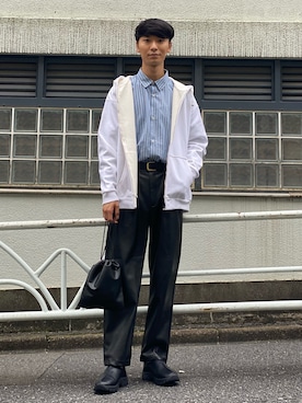 「Uiscel（ユイセル）のアイテム（スリッポン）」を使った、sakasaさん（メンズ・180cm）の秋コーディネート