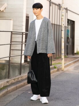 「巾着バッグ」｜「アイテム（その他アウター）」を使った、sakasaさん（メンズ・180cm）の秋コーディネート