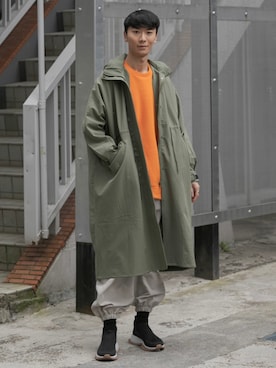 「Uiscel（ユイセル）のアイテム（モッズコート）」を使った、sakasaさん（メンズ・180cm）の冬コーディネート