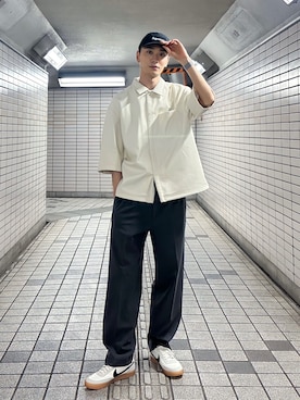 「Supreme （シュプリーム）のアイテム（帽子）」を使った、sakasaさん（メンズ・180cm）の春コーディネート