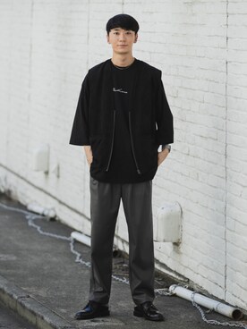 「レースアップシューズ」｜「アイテム（その他アウター）」を使った、sakasaさん（メンズ・180cm）の秋コーディネート