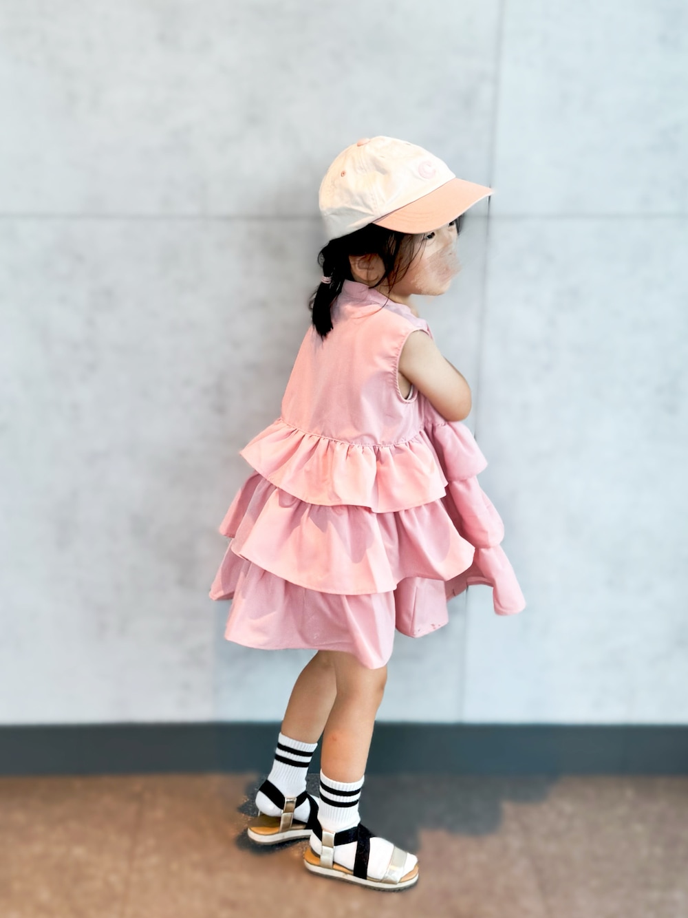 「キッズファッション、キッズコーデ、女の子コーデ、夏コーデ、ペアマノン、おしゃれさんと繋がりたい」｜「pairmanonのティアード フリルチュニック（ワンピース、ピンク系）」を使った、✿KURiMi✿さん（キッズ・100cm）の夏コーディネートの1枚目の写真