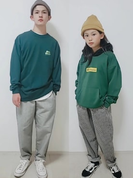 「アイテム（パーカー、グリーン系）」を使った、risa.ronoさん（レディース・158cm）の秋コーディネート