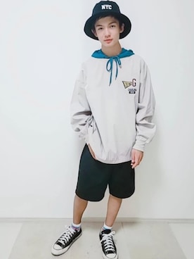 「ジュニアコーデ」｜「アイテム（帽子）」を使った、risa.ronoさん（レディース・158cm）の夏コーディネート