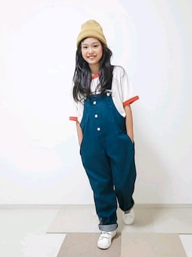 「ロングヘア」｜「アイテム（オールインワン・サロペット）」を使った、risa.ronoさん（レディース・158cm）の夏コーディネート