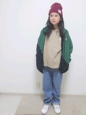 「KANGOL（カンゴール）のアイテム（ジャケット/アウター）」を使った、risa.ronoさん（レディース・158cm）の冬コーディネート