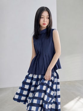 「ユニクロ　マルニのアイテム（トップス、ブルー系）」を使った、Sayakaさん（レディース・169cm）の春コーディネート