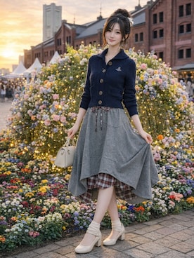 Vivienne Westwoodのスカートを使った人気ファッションコーディネート