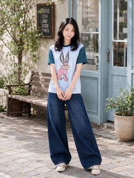 「Vivienne Westwood（ヴィヴィアンウエストウッド）のアイテム（Tシャツ/カットソー、ブルー系）」を使った、Sayakaさん（レディース・169cm）の夏コーディネート