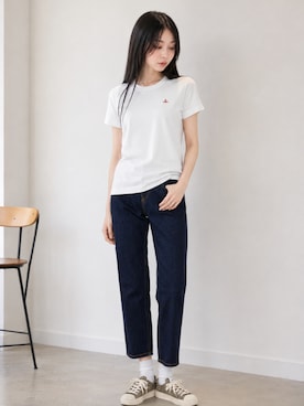 「Vivienne Westwood red label（ヴィヴィアン ウエストウッドレッドレーベル）のアイテム（Tシャツ/カットソー、ホワイト系）」を使った、Sayakaさん（レディース・169cm）の春コーディネート