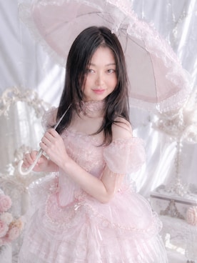 「belchic_shopのアイテム（ワンピース、ピンク系）」を使った、Sayakaさん（レディース・169cm）の春コーディネート