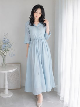 「no brand（ノーブランド）のアイテム（ワンピース、ブルー系）」を使った、Sayakaさん（レディース・169cm）の夏コーディネート