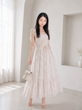 「no brand（ノーブランド）のアイテム（ワンピース、ホワイト系）」を使った、Sayakaさん（レディース・169cm）の夏コーディネート