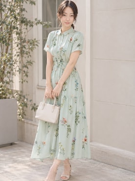 「BLUEEAST（ブルーイースト）のアイテム（ワンピース、グリーン系）」を使った、Sayakaさん（レディース・169cm）の夏コーディネート