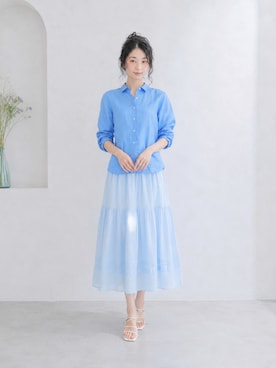 「UNIQLO（ユニクロ）のアイテム（スカート、ブルー系）」を使った、Sayakaさん（レディース・169cm）の夏コーディネート