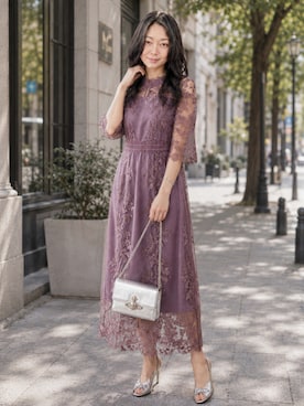 「DRESS PLUS（ドレスプラス）のアイテム（ワンピース、パープル系）」を使った、Sayakaさん（レディース・169cm）の夏コーディネート