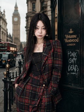 「no brand（ノーブランド）のアイテム（ジャケット/アウター、レッド系）」を使った、Sayakaさん（レディース・169cm）の春コーディネート