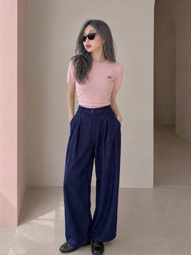 「Vivienne Westwood（ヴィヴィアンウエストウッド）のアイテム（トップス、ピンク系）」を使った、Sayakaさん（レディース・169cm）の夏コーディネート