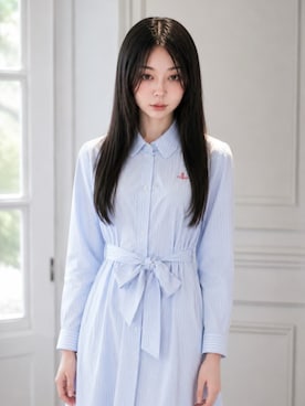 「Vivienne Westwood（ヴィヴィアンウエストウッド）のアイテム（ワンピース、ブルー系）」を使った、Sayakaさん（レディース・169cm）の春コーディネート