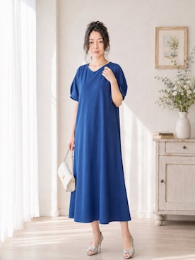 「alotta（アロッタ）のアイテム（ワンピース、ブルー系）」を使った、Sayakaさん（レディース・169cm）の夏コーディネート