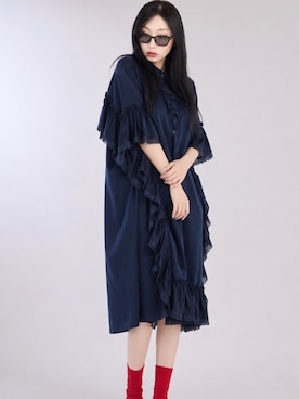 「Vivienne Westwood（ヴィヴィアンウエストウッド）のアイテム（ワンピース、ブラック系）」を使った、Sayakaさん（レディース・169cm）の春コーディネート