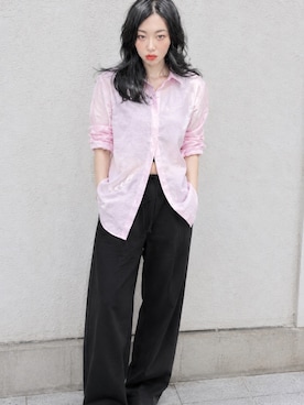 「UNIQLO（ユニクロ）のアイテム（パンツ、ブラック系）」を使った、Sayakaさん（レディース・169cm）の夏コーディネート