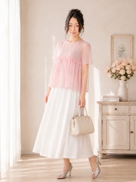 「gossip！ロサンゼルス（ゴシップロサンゼルス）のアイテム（トップス、ピンク系）」を使った、Sayakaさん（レディース・169cm）の夏コーディネート