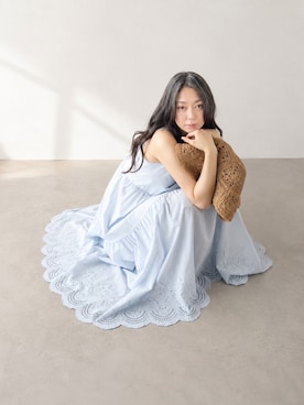 「BLUEEAST（ブルーイースト）のアイテム（ワンピース、ブルー系）」を使った、Sayakaさん（レディース・169cm）の夏コーディネート