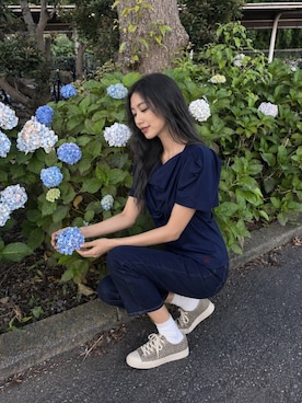 「Vivienne Westwood（ヴィヴィアンウエストウッド）のアイテム（トップス、ブラック系）」を使った、Sayakaさん（レディース・169cm）の夏コーディネート