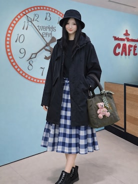 「GU（ジーユー）のアイテム（帽子）」を使った、Sayakaさん（レディース・169cm）の春コーディネート