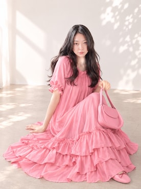 「Aelina（エリナ）のアイテム（ワンピース、ピンク系）」を使った、Sayakaさん（レディース・169cm）の夏コーディネート