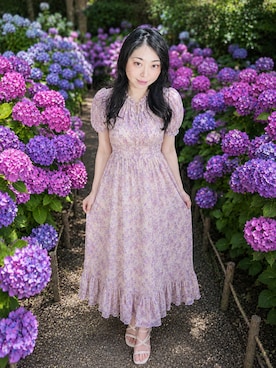 「no brand（ノーブランド）のアイテム（ワンピース、ピンク系）」を使った、Sayakaさん（レディース・169cm）の夏コーディネート