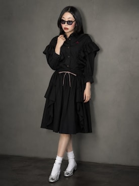 「Vivienne Westwood（ヴィヴィアンウエストウッド）のアイテム（ワンピース、ブラック系）」を使った、Sayakaさん（レディース・169cm）の春コーディネート