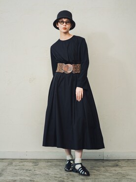 「ハットコーデ」｜「アイテム（ワンピース/ドレス）」を使った、ORIÉNT MILLINERYさん（レディース・168cm）の冬コーディネート