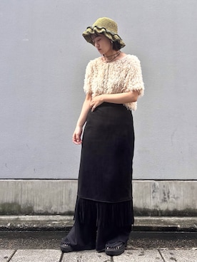 「ORIENT MILLINERY（オリエント ミリナリー）のアイテム（帽子）」を使った、ORIÉNT MILLINERYさん（レディース・158cm）の夏コーディネート