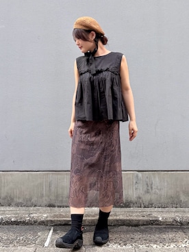 「アイテム（ハンチング/ベレー帽）」を使った、ORIÉNT MILLINERYさん（レディース・152cm）の夏コーディネート