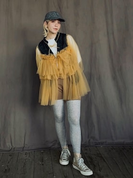 「ORIENT MILLINERY（オリエント ミリナリー）のアイテム（キャップ）」を使った、ORIÉNT MILLINERYさん（レディース・167cm）の冬コーディネート