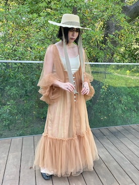 「ツバ広ハット」｜ORIÉNT MILLINERYさん（レディース・158cm）の夏コーディネート