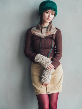 「アイテム（アームカバー）」を使った、ORIÉNT MILLINERYさん（レディース・168cm）の秋コーディネート