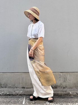 「ストローハット」｜ORIÉNT MILLINERYさん（レディース・158cm）の夏コーディネート