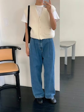 「ベスト×Tシャツ」｜ORIÉNT MILLINERYさん（レディース・166cm）の冬コーディネート
