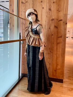 「アイテム（ボディバッグ/ウエストポーチ）」を使った、ORIÉNT MILLINERYさん（レディース・158cm）の秋コーディネート