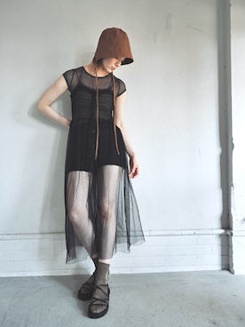 「ORIENT MILLINERY（オリエント ミリナリー）のBONNET【ﾎﾞﾈ】（Hat、ブラウン系）」を使った、ORIÉNT MILLINERYさん（レディース・152cm）の春コーディネート