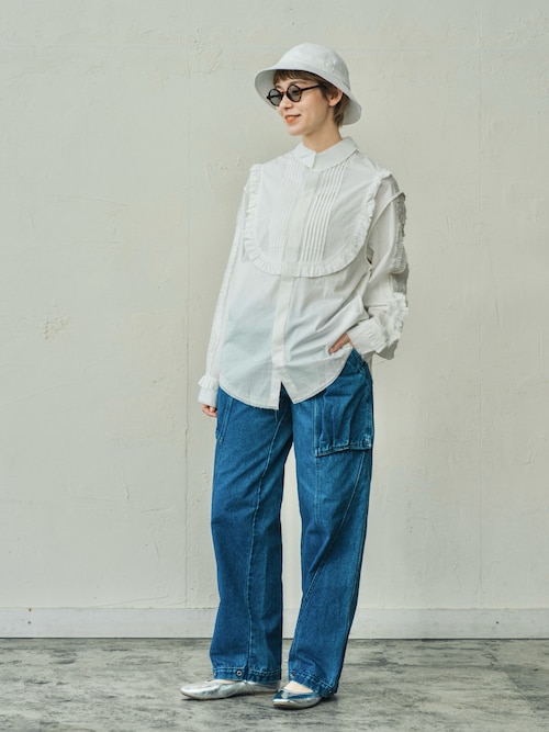 ブラウス シャツ FRILL CUT BLOUSE(フリルカットブラウス） レディース CUT-OFF FRILLED BLOUSE | カットオフフリルブラウス（シャツ
